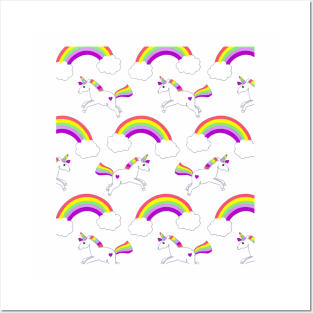 Unicorn rainbow pattern Posters and Art